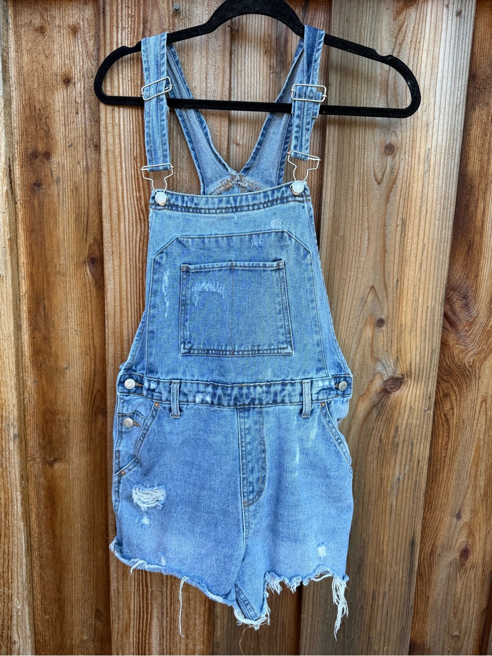 Light Wash Denim Short Overalls